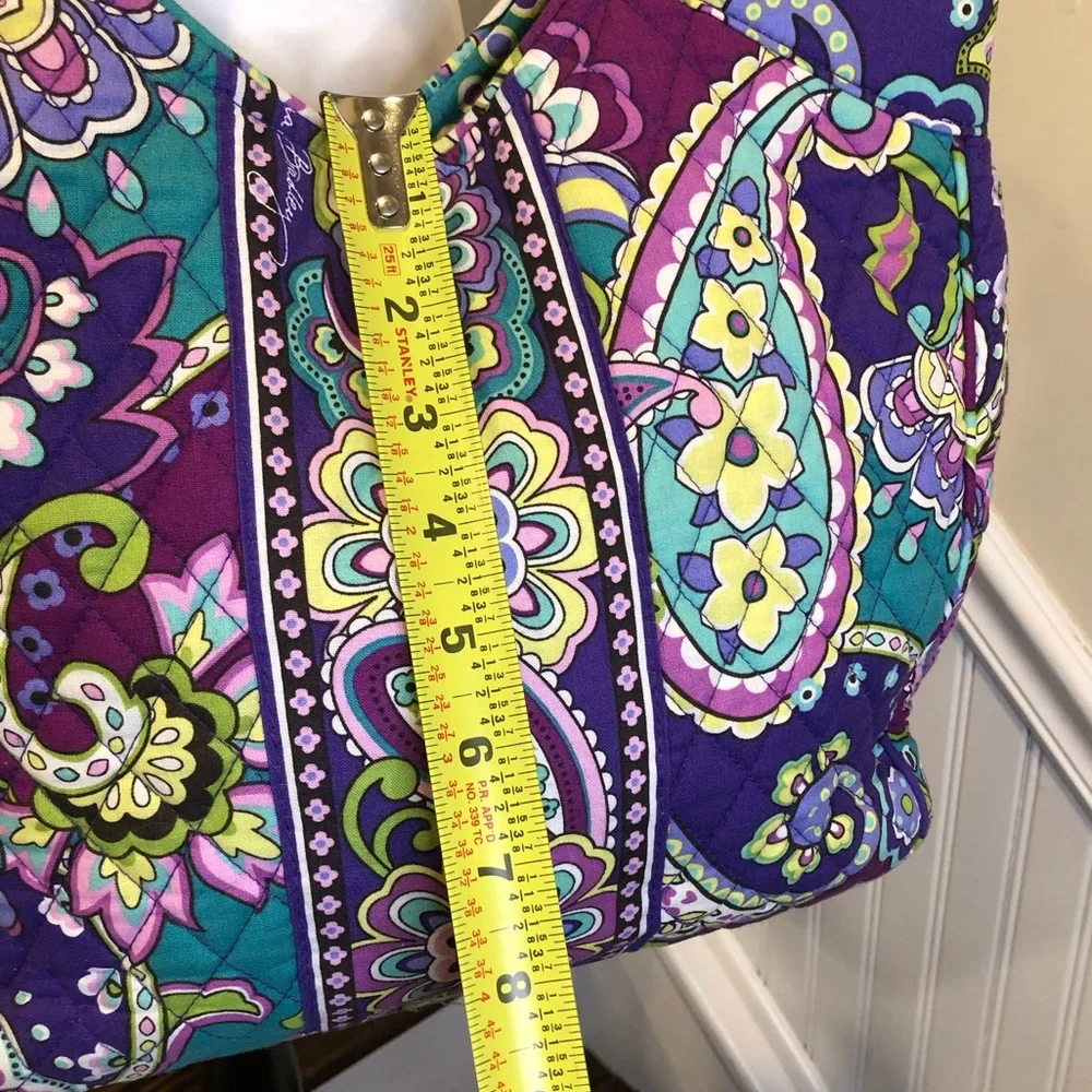 VERA BRADLEY Purple Turquoise Quilted Paisley Shoulder Bag Crossbody Adj. Strap - Picture 8 of 16